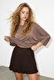 Brown Pleated Elastic Waist Shorts Skirt Tdrss26Sr00005