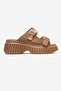Joanes Soil Suede Genuine Leather Double Banded Women's Wedge Sole Slippers - 4