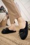 Black Women's Furry Home Slippers Winter Indoor Soft Comfortable Rhinestone Slippers Birth Dowry Guest Slippers - 2