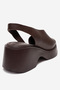 ROY Brown Leather Genuine Leather Women's Wedge Heel Sandals - 5