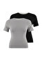 Wardrobe Essentials Siyah-Gri 2'li Paket Yaka Detaylı Yumuşak Tuşeli Örme Bluz TBBSS26AF00029 - 9