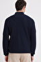 Men's Slim Fit Slim Fit Stand Collar Zippered Patterned Navy Blue Knitwear Sweater - 6