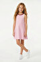 Pembe Kız Çocuk Kısa / Mini Düz Örme Elbise TKDSS26EL00006