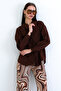 Brown Shirt Collar Front Tie Detail Poplin Blouse Alc-X15168 - 7