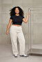 Ecru High Waist Wide Leg Comfort/Medium Stretch Thin Summer Plus Size Jeans Tbbss26Cj00002 - 7