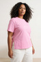 Pembe Relaxed Bisiklet Yaka Yırtmaçlı %100 Pamuk Örme T-Shirt TBBSS22BF0031 - 4
