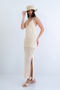 Beige Rope Strap Lined Slit Knitwear Dress Alc-X15162 - 5