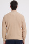 Men's Slim Fit Slim Fit Stand Collar Zippered Patterned Beige Knitwear Sweater - 6