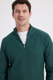 Men's Slim Fit Slim Fit Stand Collar Zippered Patterned Green Knitwear Sweater - 8