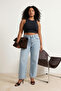 Açık Mavi Yüksek Bel Geniş Paça Comfort/Orta Esnek Wide Leg Büyük Beden Jeans TBBSS26CJ00003 - 3
