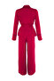 Bordo Kuşaklı Biye Detaylı Kruvaze Viskon Dokuma Pijama Takımı THMAW22PT1109 - 10