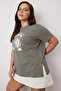 Antrasit Bisiklet Yaka %100 Pamuk Örme T-Shirt TBBSS23BF00030 - 5