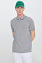 Men's Shrink-Resistant Cotton Fabric Regular Fit Comfortable Cut Gray Non-Roll Polo Collar T-Shirt with Pockets - 4