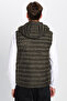 Men's Slim Fit Wind-Resistant Pocketed Khaki Detachable Hooded Puffer Vest - 5