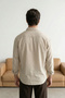 Cream Linen Textured Long Sleeve Semi Oversized Men's Shirt Tmnss26Go00036 - 3