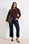 Kahverengi Premium/Özel İplik Gül Düğmeli Ceket Görünümlü Triko Hırka TBBAW26AV00019