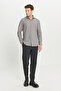 Men's Gray Tailored Slim Fit Slim Fit Small Italian Collar Dobby Oxford Shirt - 3