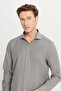 Men's Gray Tailored Slim Fit Slim Fit Small Italian Collar Dobby Oxford Shirt - 5