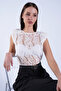 Black High Neck Hidden Zipper Sleeveless Knitted Blouse Alc-X15108 - 5