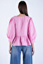 Pink Deep V-Neck Lace Embroidered Muslin Blouse Alc-X15133 - 6