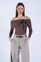 Women's Brown Carmen Collar Tie Detailed Transparent Blouse Alc-X15152 - 2