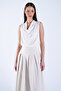 White Degaje Collar Sleeveless Woven Blouse Alc-X15099