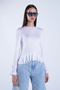 White Crew Neck Skirt Ruffle Blouse Alc-X15156 - 5