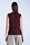 Burgundy High Neck Shoulder Draped Transparent Blouse Alc-X15151 - 6