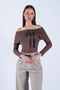 Women's Brown Carmen Collar Tie Detailed Transparent Blouse Alc-X15152 - 5