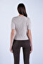 Beige Crew Neck Short Sleeve Seersucker Fabric Blouse Alc-X15094 - 6