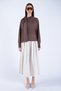 Women's Brown High-Neck Transparent Blouse with Fixed Scarf Detail Alc-X15154 - 4