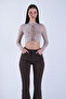Stone Embellished Stand Collar Lace-Up Front Transparent Sleeve Blouse Alc-X15127 - 6