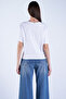 White Crew Neck Basic Crop T-Shirt Alc-X15102 - 6