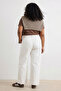Ekru Yüksek Bel Geniş Paça %100 Pamuk Non-Stretch Büyük Beden Wide Leg Jeans TBBAW25CJ00001 - 4