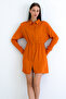 Cinnamon Self-Patterned Wide Cut Satin Mini Shirt Dress Alc-X15185 - 4
