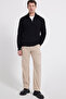 Men's Slim Fit Slim Fit Mock Neck Zipper Black Sweater - 3