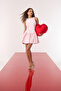 Red Heart Design Ruffle Detailed Padded Shaped Throw Pillow Tphss26Kkk00004 - 2