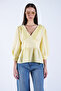 Yellow Deep V-Neck Lace Embroidered Muslin Blouse Alc-X15133
