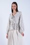 Ecru-Khaki Baby Collar Tie-Dye Detailed Tasseled Woven Blouse Alc-X15129 - 4