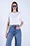 White Crew Neck Basic Crop T-Shirt Alc-X15102 - 2