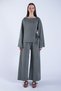 Khaki Crew Neck Knitted Jacket with Tie Detail and Double Pocket Trousers Set Alc-X15050