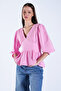 Pink Deep V-Neck Lace Embroidered Muslin Blouse Alc-X15133 - 2