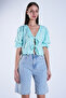 Mint Balloon Sleeve Tassel Detailed Tie-Front Woven Blouse Alc-X15132 - 3