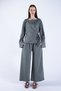 Khaki Crew Neck Knitted Jacket with Tie Detail and Double Pocket Trousers Set Alc-X15050 - 3