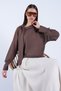 Women's Brown High-Neck Transparent Blouse with Fixed Scarf Detail Alc-X15154 - 2