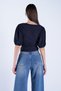 Navy Blue Balloon Sleeve Double-Breasted Waist-Tied Blouse Alc-X15130 - 7