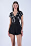 Black V-Neck Digital Printed Knitted Blouse Alc-X15092 - 2