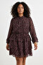 Brown Crisp Flower Pattern Mini Chiffon Lined Woven Plus Size Dress Tbbss26Ah00071 - 2
