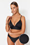 Siyah Dokulu Üçgen Push Uplı Bikini Üstü TBESS21BU0010 - 6
