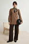 Beige Regular Single Jersey Plain Knitted with Elastic Detail on the Sleeve Tctss26Uk00001